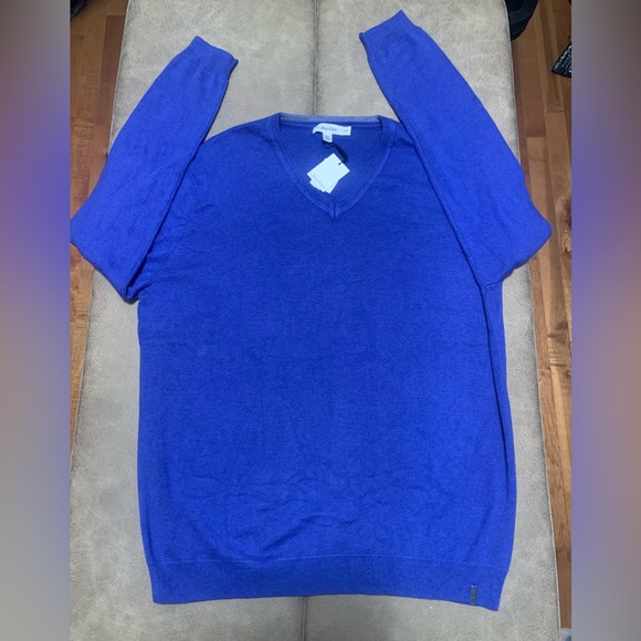 Calvin Klein Men’s Blue V-neck Cotton Modal Knit Lightweight Sweater NEW Size XL - Picture 5 of 6